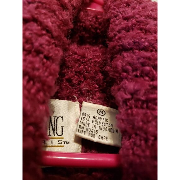 Vtg Sterling Harris Womens Sz M Sweater Long Sleeve Turtleneck Magenta Pullover - Picture 6 of 6